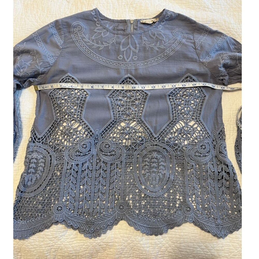 Altard State Crochet Lace Blue Top Medium Fairy Romantic Boho Embroidered Floral - Picture 4 of 9
